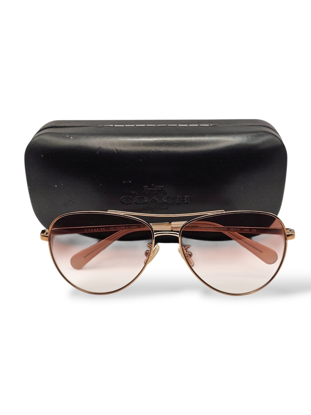 Coach Rose Gold Aviator Sunglasses with Gradient Pink Lenses